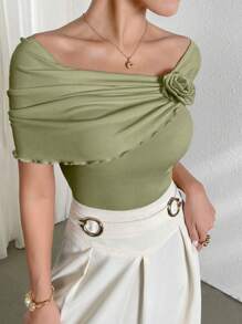 Modelyn Solid Color Short Sleeve Women's T-Shirt, Minimalist And Fashionable, Suitable For Summer