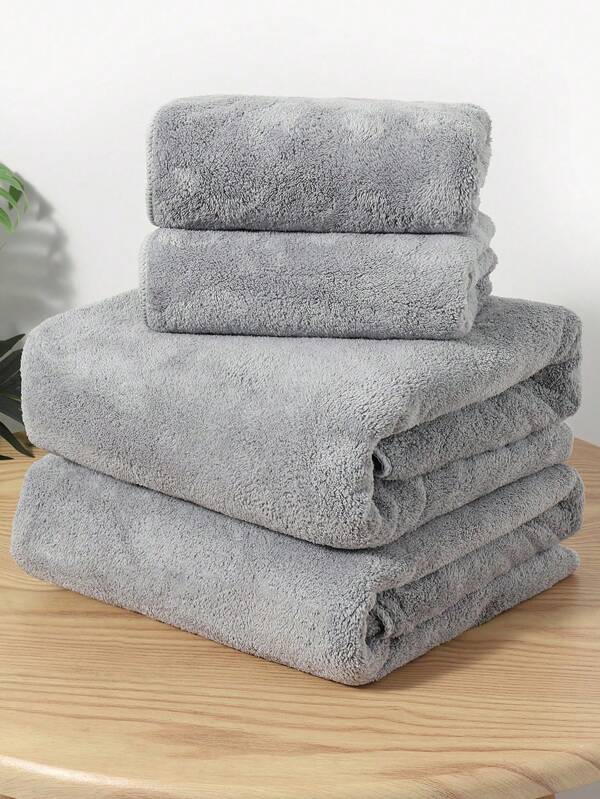 SHEIN Coral Fleece Solid Color Thickened Soft, Absorbent, Quick-Drying Towels For Couples, Household Daily Use. Available In 1pc Of 34*75 Hand Towel, 70*140 Bath Towel, 40*80 Large Hand Towel Or 90*170 Jumbo Bath Towel. Home Bathroom Decor