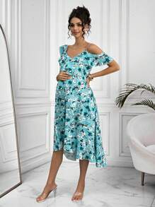 Momance Pregnant Women Ditsy Floral Chic Casual Dress Maternity Dress - Multicolor - View 5