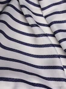 Swim Lushoire 2 件套女士夏季复古条纹衬衫和短裤套装，休闲度假海滩装 - 黑與白 - 查看 6