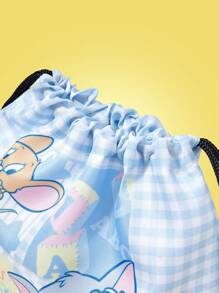 TOM & JERRY X SHEIN Plaid & Cartoon Pattern Travel Pouches, Multi-Size Zipped Pockets - Multicolor - View 4