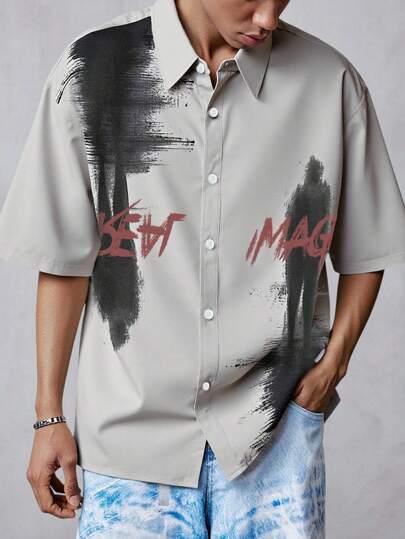 Street Life تي شيرت رجالي بأكمام قصيرة بطباعة بسيطة