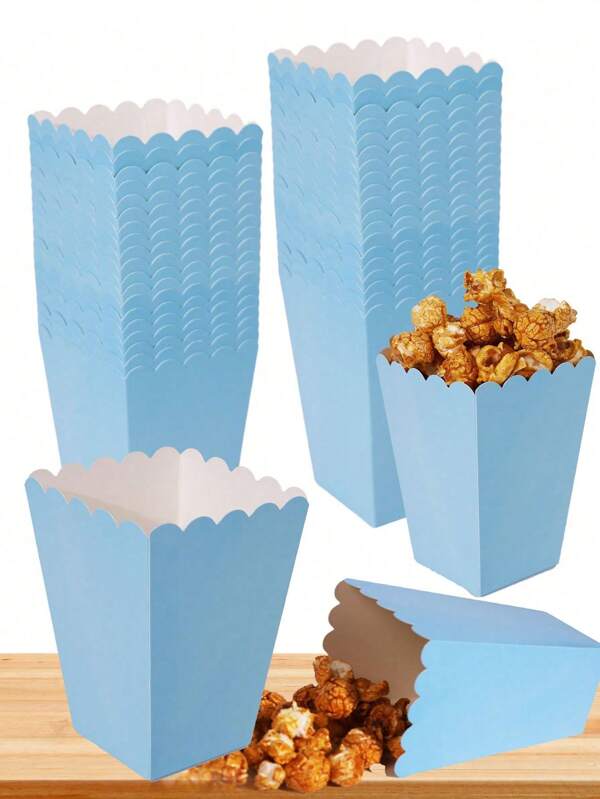 SHEIN 100/48/36/24/12/1 Pieces Blue Popcorn Boxes, 2 X 4.5 X 3 Inch Mini Popcorn Boxes