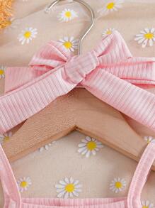 SHEIN Vintaside Kids 3件套女婴可爱花卉蝴蝶印花舒适休闲连衣裙套装 - 彩色 - 查看 4