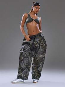 MUSERA Low Scoop Neck Twist Centre Sleeveless Crop Top Spring, Summer, Streetwear, Y2k, Cool Girl,City Muse - Olive Green - View 5