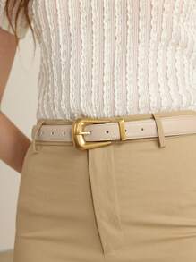 MOTF PREMIUM 1 条女士街头金属/金属质感时尚腰带，适合工作和派对 - 米色 - 查看 6