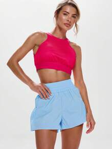 Musera Sport High Rise Running Shorts With Pockets, Active, Workout, Gym, Padel, Tennis, Pickleball Gym Fitness - Baby Blue - View 5