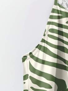SHEIN VCAY Camiseta y top de tirantes con estampado de rayas de cebra, talla grande, adecuado para el verano