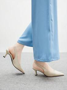 CUCCOO BIZCHIC 米色露背优雅办公室休闲高跟鞋 - 米色 - 查看 4