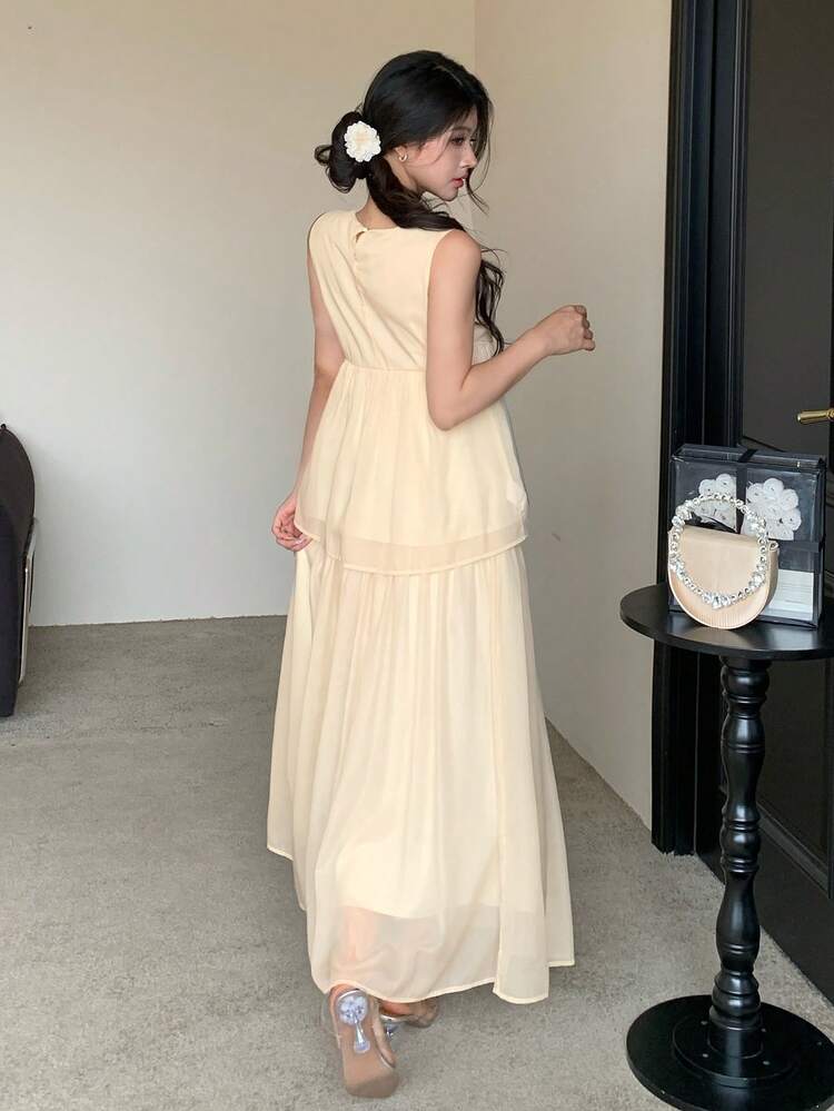 Gentle Korean Style Youthful Tank Dress For Women, High-End French Elegant Flare Dress For Summer, Women Two Pieces Sets