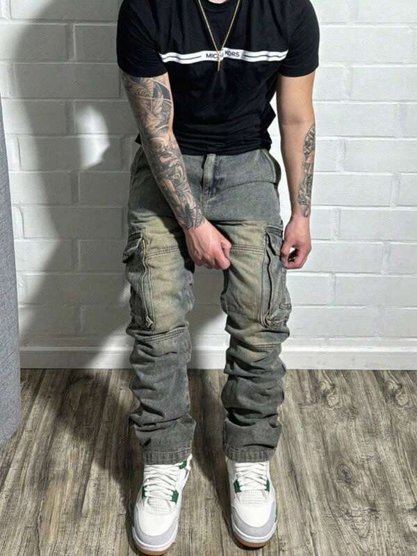 Manfinity LEGND Pantalones vaqueros holgados informales de talla extra para hombres