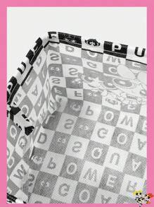 THE POWERPUFF GIRLS X SHEIN 1个黑白格子警察女孩图案收纳盒 - 黑與白 - 查看 4
