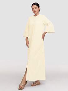 Veilorie Váy dài thường ngày cài nút sọc cho nữ, Xuân Thu, Váy maxi giản dị, hoàn hảo cho trang phục đi biển/thường ngày/nghỉ mát/ở nhà/trở lại trường & trang phục thường ngày - Màu vàng - Xem 6