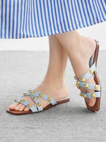 CUCCOO BIZCHIC Women's Fashion Studded Flat Sandals, Summer