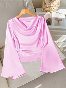 INAWLY Blusa de manga larga de unicolor elegante para ir al trabajo