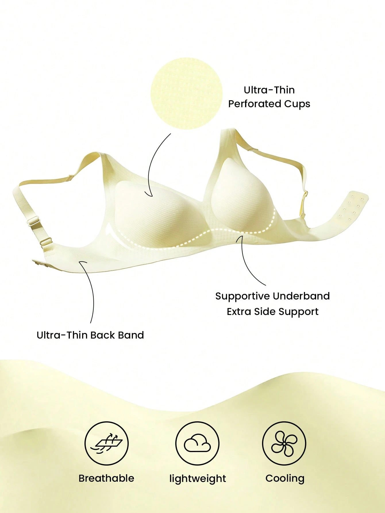Biustonosz Dream Curve Air Wireless Seamless, oddychający, głęboki dekolt, zielony, przewiewny, samoprzylepny, podstawowy rozmiar, swobodny, wygodny, niezbędny