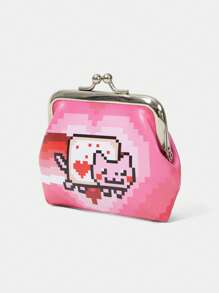 Nyan Cat X SHEIN 可爱卡通图案锁扣零钱包，粉色