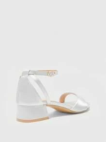 CUCCOO BIZCHIC 女式粗跟踝带扣露趾高跟凉鞋 - 銀色 - 查看 8