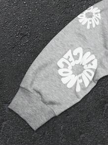 Manfinity EMRG Luźna, luźna bluza z kapturem i długim rękawem dla mężczyzn, na jesień - Szary - Zobacz 6