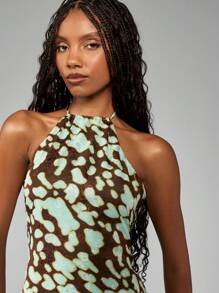 MISSGUIDED Đầm Maxi Cổ Halter In Họa Tiết Trừu Tượng Viền Không Đối Xứng Mặc Đi Nghỉ Mát Mùa Hè Ngày Lễ Bãi Biển Khách Dự Tiệc Cưới Váy Dài Thời Trang Cao Cấp - Nhiều màu - Xem 6