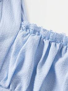 SHEIN Tween Girls' Elegant Waist Cinched Long Sleeve Midi Length Dress Fall Winter - Baby Blue - View 5