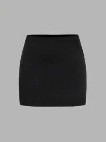 SHEIN Girlism 2pcs/Set Tween Girl Casual Minimalist Comfortable Mid-Waist Snug Fit Mini Skirt Fall Winter