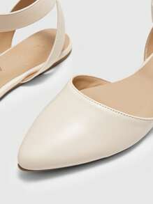 CUCCOO BIZCHIC 女士白色尖头平底鞋，带松紧带，舒适百搭，适合工作、休闲穿着 - 米色 - 查看 10