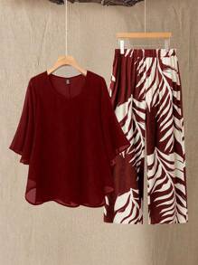 EMERY ROSE 2 chiếc/bộ áo cánh dơi tay lỡ cỡ lớn cho nữ - Màu Đỏ Sâu - Xem 1