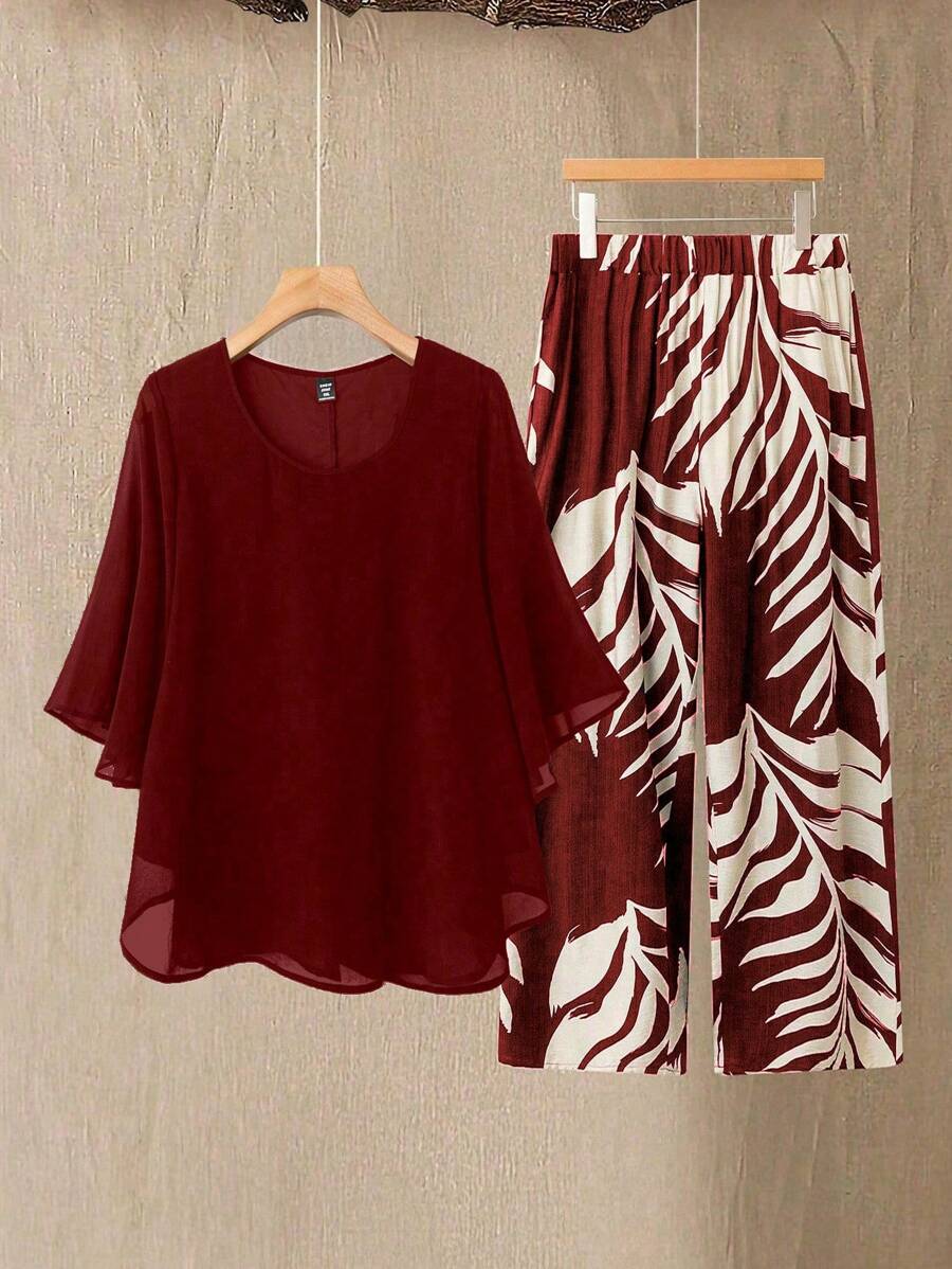 EMERY ROSE 2 chiếc/bộ áo cánh dơi tay lỡ cỡ lớn cho nữ - Màu Đỏ Sâu - Xem 1