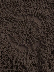 SHEIN MOD 女士夏季休闲纯色镂空针织轻薄开衫 - 棕色 - 查看 4