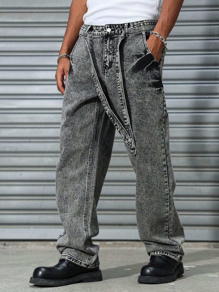 Manfinity Hypemode Men's Fashionable Casual Basic Denim Jeans - Grey - View 1