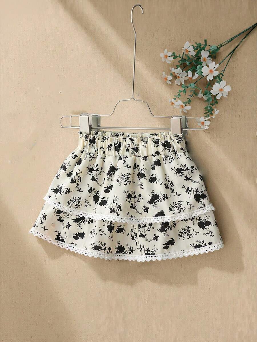 SHEIN Baby Girl New Floral Print Dress, Comfortable Casual Elegant Style, Suitable For Indoor & Outdoor Activities, Spring/Summer - Multicolor - View 1
