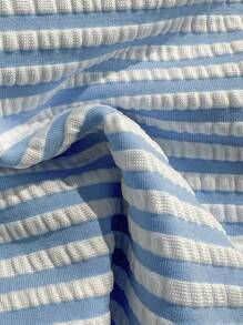 Soleia 2pcs Women's New Striped Vest + Triangle Bikini Swimsuit Set, Vacation Style Off The Shoulder Christmas Tops For School Back To School Outfits Women Back To School Women's Fall Clothes Goth Women Clothing Club Outfits Women Sexy Halloween Costumes Going Out Outfits Concert Outfits Country Concert Outfit - Multicolor - View 7