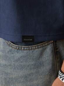 SWAVVY Camiseta de manga corta informal y holgada con bordado numérico para hombres