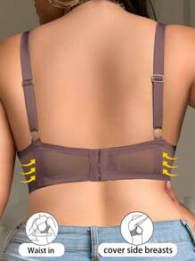 1 件大码蕾丝纯色钢圈文胸