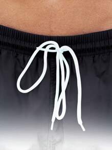 Manfinity Swimmode 大码男士渐变字母印花抽绳腰沙滩短裤