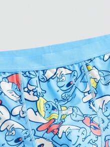 SHEIN X The Smurfs 1pc Men's Blue Comfy Cute Cartoon Smurfs Print Boxer Briefs