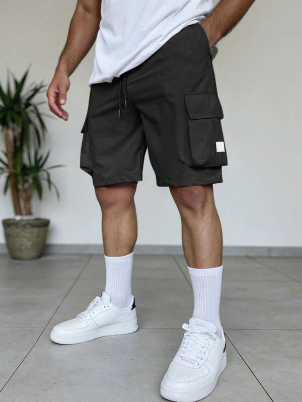 Manfinity Homme Pantaloni scurți cargo cu mai multe buzunare pentru bărbați, pantaloni scurți Bermuda de înaltă calitate, la modă casual