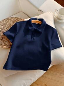 1 件年轻男孩休闲运动学院艺术复古纹理面料短袖 Polo 衫适合返校适合生日派对、晚会、表演、婚礼、洗礼、开幕式适合中东适合日常使用适合上学适合旅行适合运动适合春夏季节 - 藏蓝色 - 查看 7