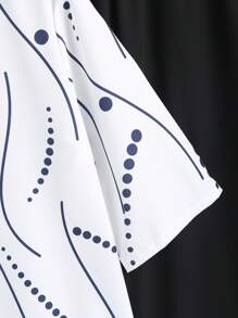 EMERY ROSE 2件套女士夏季波点印花短袖衬衫和裤子套装 - 黑與白 - 查看 5