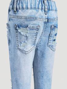 Jeans ajustados para niñas y niños pequeños de cintura media-alta, nuevos, de colores claros, con estiramiento y efecto desgastado