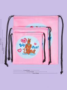 SCOOBY-DOO X SHEIN Tas Organizer Perjalanan Berbagai Ukuran dengan Gambar Kartun dan Huruf Lucu - MultiWarna - View 5