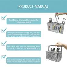 SHEIN 1 Cesta para cubiertos, Canasta de repuesto para cubiertos del lavavajillas universal de varios tamaños, Organizador 2 en 1 para utensilios y cubiertos, Compatible con varios modelos y tamaños de lavavajillas como Bosch, Kitchenaid, Frigidaire, GE - Gris - Ver 9