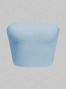 SHEIN Unity Summer Casual Solid Color Cropped Tube Top, Versatile - Multicolor - View 4