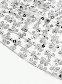 SHEIN SXY 银色亮片围巾，适合派对和聚会场合 - 銀色 - 查看 4