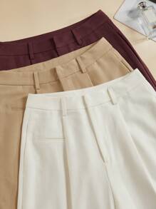 Anewsta 三条时尚、优雅、现代简约口袋阔腿西装裤，米色、卡其色、棕色组合套装，度假/新年适用 - 彩色 - 查看 7