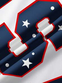 INAWLY American Casual Street Style Flag Star Element Plus Size Women's T-Shirt
