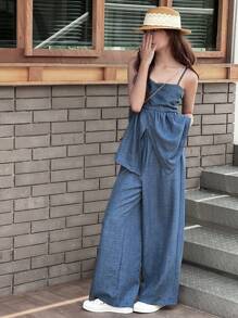 Dazy Kids Teen Girls Solid Color Slit Hem Camisole + Long Pants 2Pcs Set,Girls Summer Outfits,Back To School Clothes