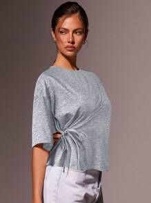 Athîral Maglietta a manica corta monocromatica da donna, di moda per l'estate