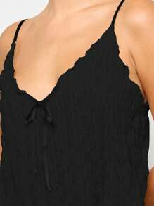 AiiRZ Set de pijama de vară cu volane texturate, cu decolteu în V, pijamale de noapte, pijamale de casă, pijamale de primăvară și toamnă, camisol